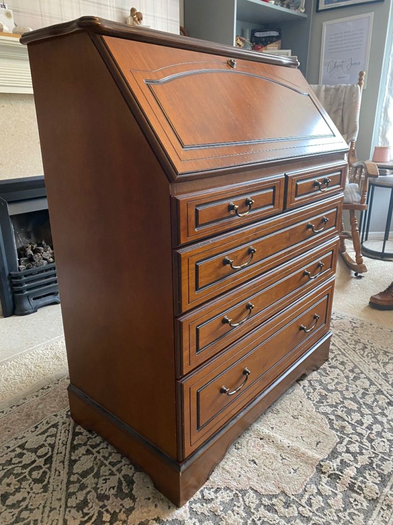 Vintage Solid Wood Bureau / Writing Desk with Drawers – Good Condition.