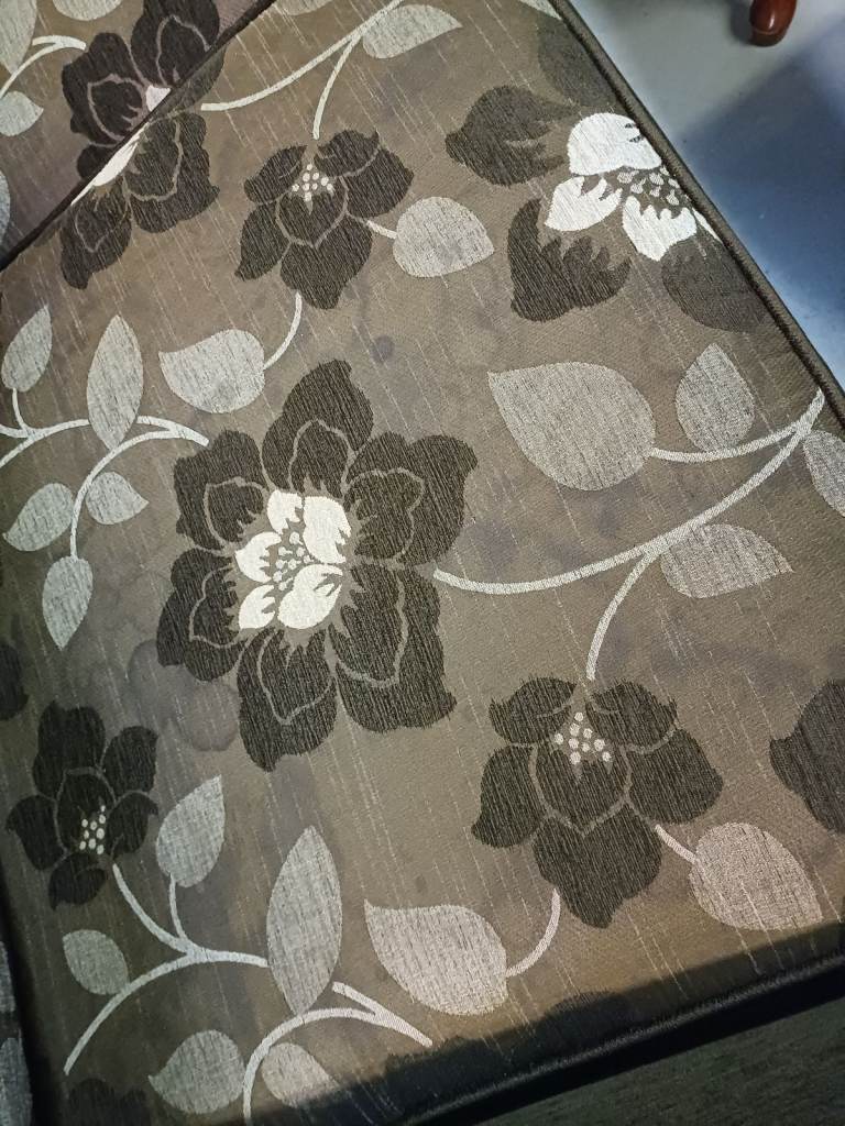 Brown floral three piece suite 