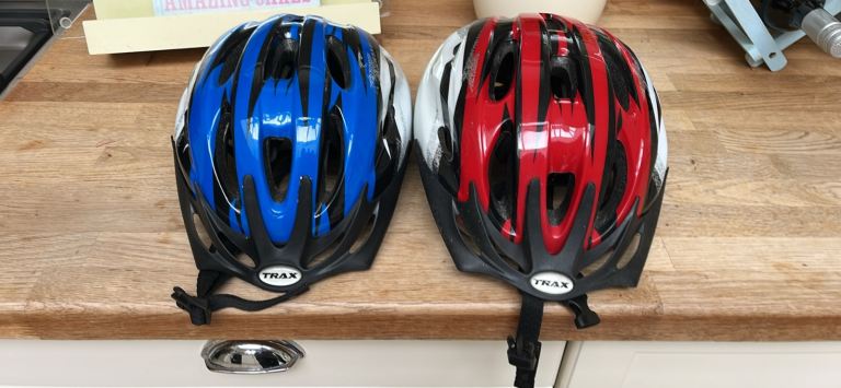 Two bike helmets 