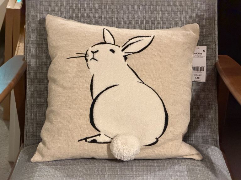 NEXT Embroidered Rabbit Cushion with pom pom tail