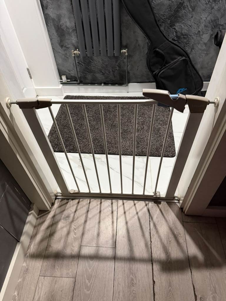 Baby Safety Gate – White Metal, Good Condition