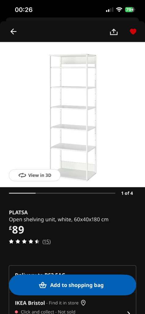[ delivery available for Tuesday 5th May] Ikea Platsa shelving unit