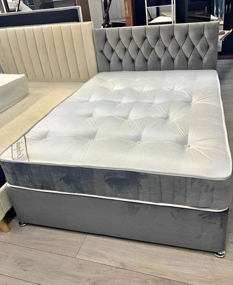 Doublee headboard single base with storage and mattress