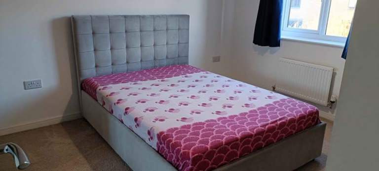 Luxury Double Ottoman Bed from Benson for Beds + IKEA Memory Foam Mattress – Like New