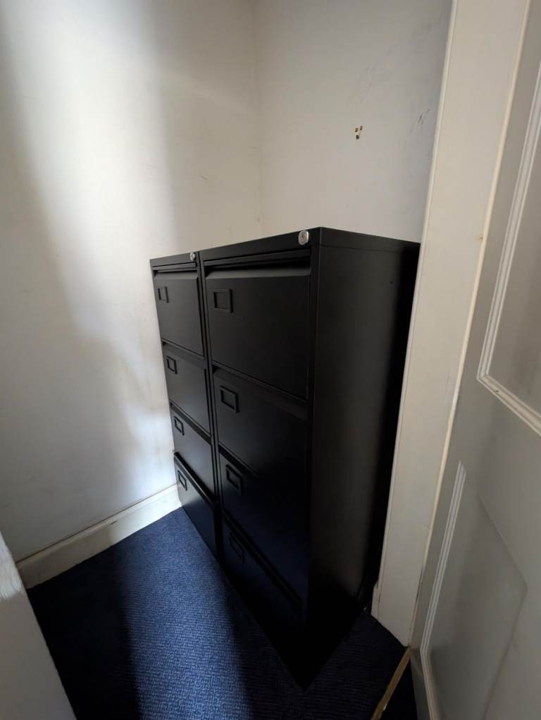 2 four-drawer metal filing cabinet
