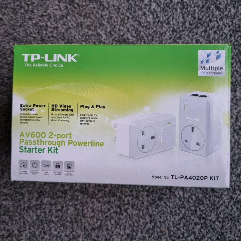 TP-LINK TL-PA4020P KIT 2 PORT POWERLINE PASS THROUGH.