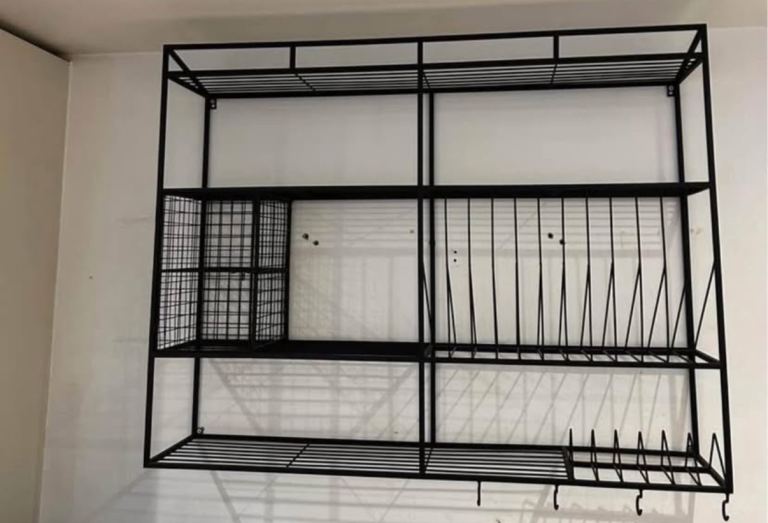Black Kitchen Wall Storage Rack
