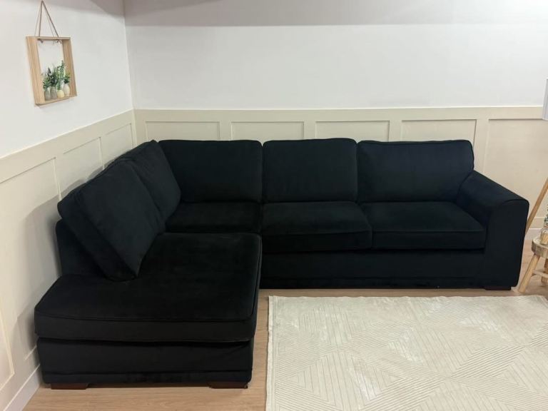 DFS Orka Corner Sofa in Black Velvet