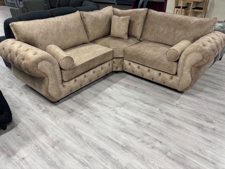 👑 THE HERITAGE CHESTERFIELD – Classic Beige Corner Sofa | Massive Savings