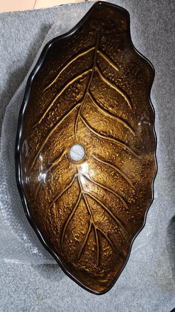 bathroom glass sink  leaf shape ( new ) 