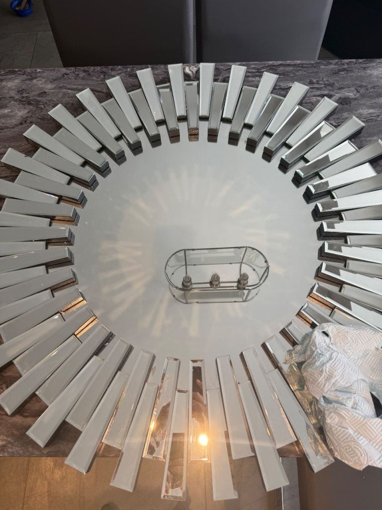 Good Condition Large Silver Sunburst Mirror