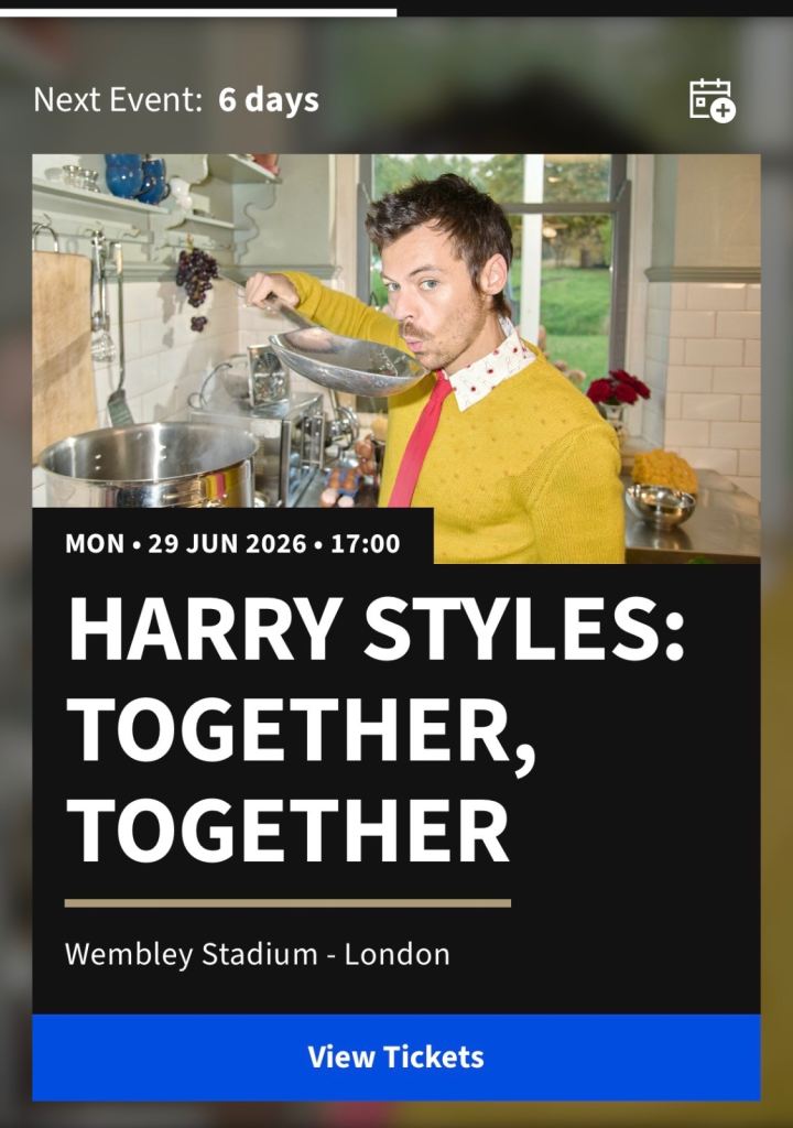 2 tickets for Harry Styles at Wembley 