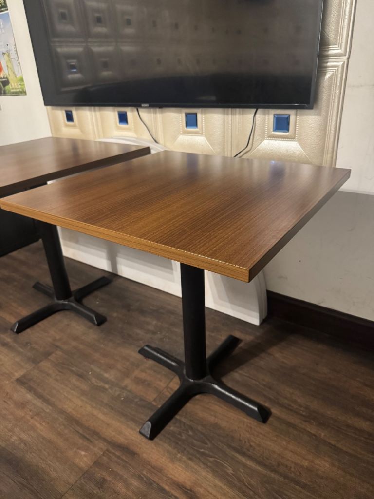 Square Cafe Table – Wooden Top with Black Metal Base