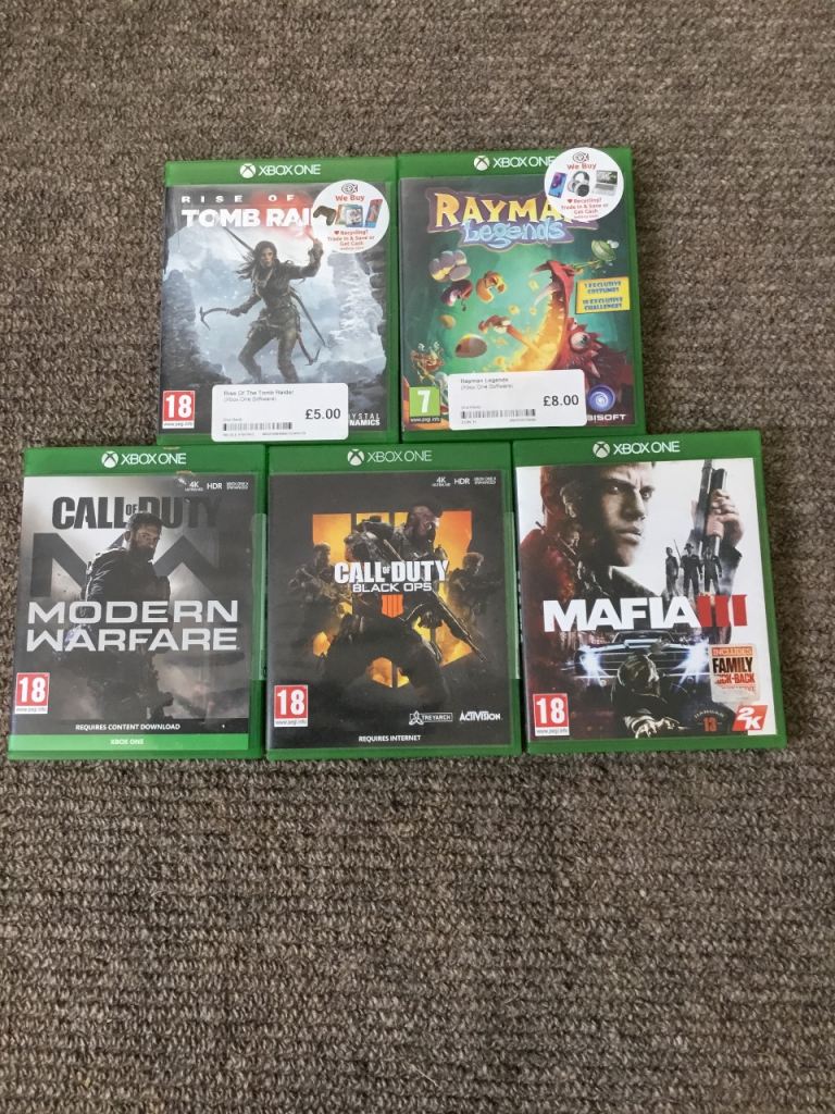 Xbox One Games Bundle – Call of Duty (Black Ops & Modern Warfare), Mafia III, Tomb Raider, Rayman