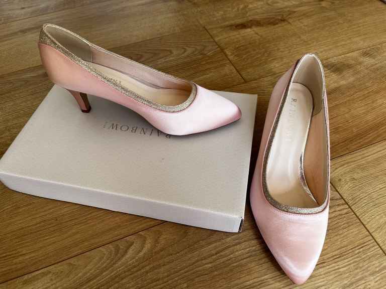Rainbow Club blush pink Satin Kitten Heels – Size 5.5 wide fit