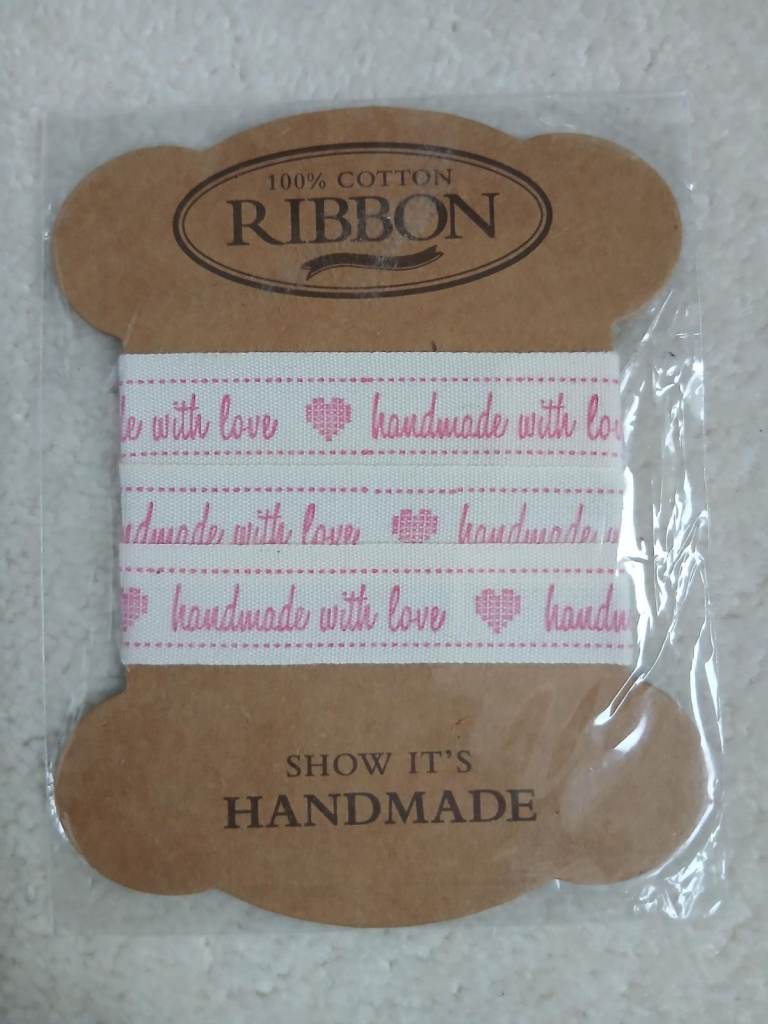 5/8th Inch Wide Cotton 'Handmade with Love' Tape (New)