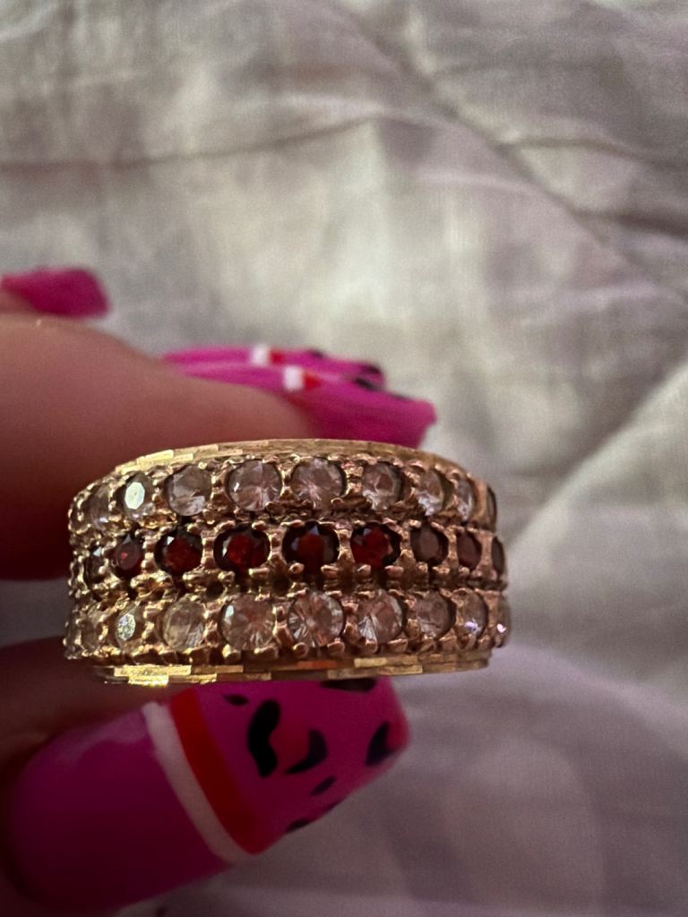 TripleBand 9ct diamond and  ruby band 