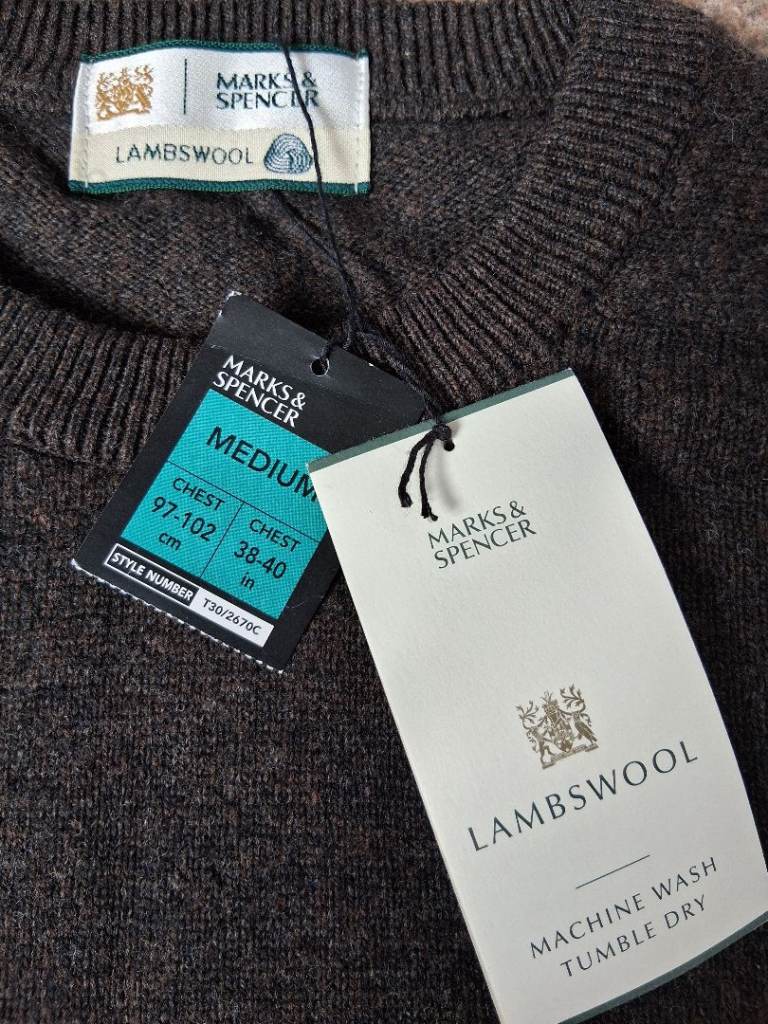 M&S Men's Lambswool Jumper - Medium, Brand New with Tags