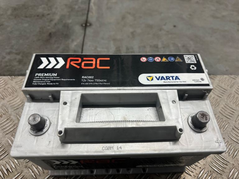 RAC premium varta 12 volt battery 74ah used condition
