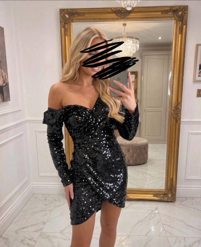 Oh Polly Black Sequin Mini Dress – Size XS/S – Brand New With Tags