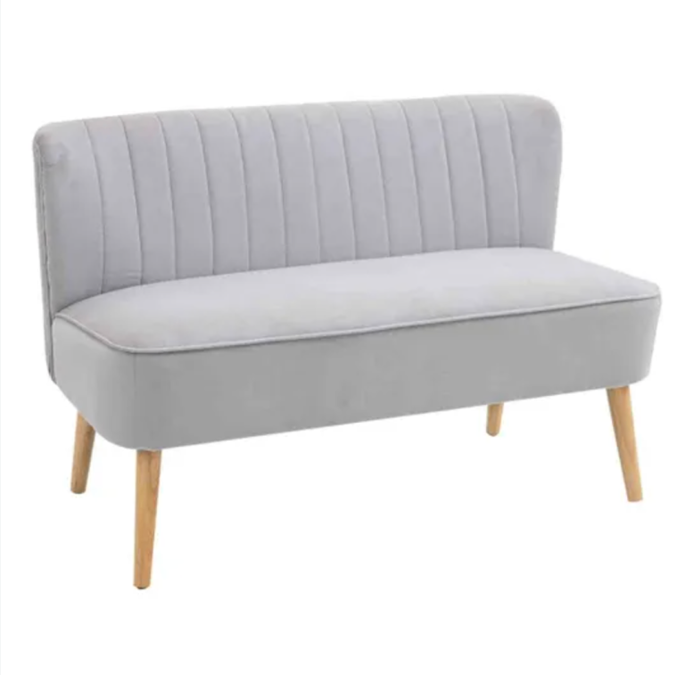 grer Modern Velvet Double Seat Sofa W/ Wood Frame Foam Padding High Back Soft