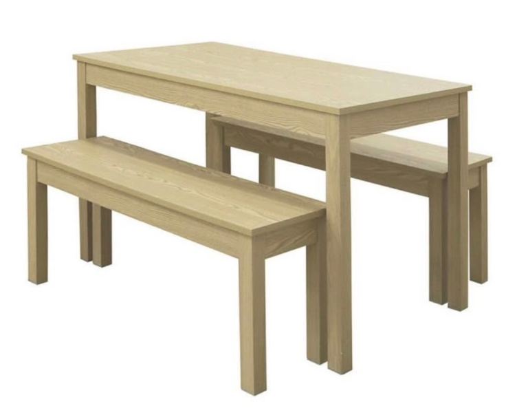 Ohio Oak Dining Set With 2 Benches 