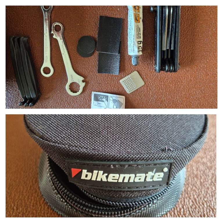 Bikemate Tool Bag Durable Polyester with tools - secures to undersaddle