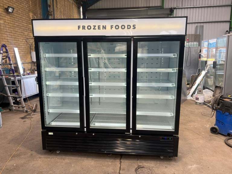 Three door glass door display freezer