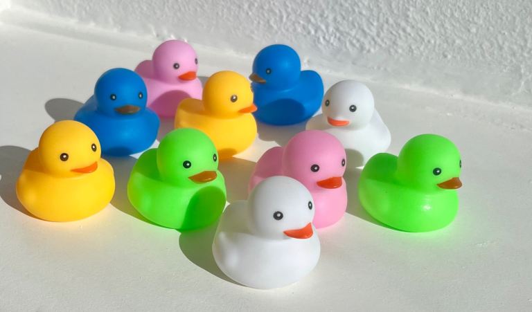 10 Rainbow Coloured Ducks ~ New