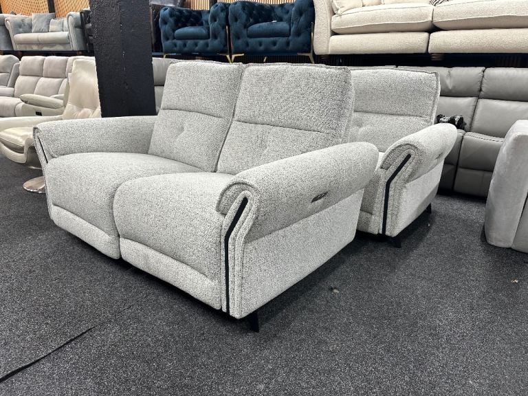 NEW EX DISPLAY FURNITURE VILLAGE RUCCI FABRIC 3 + 2 SEATER ELECTRIC RECLINER SOFAS UPTO 65% OFF RRP