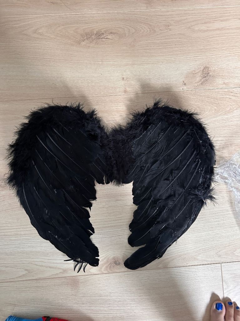 Black Feather Angel Wings Fancy Dress Costume Accessory