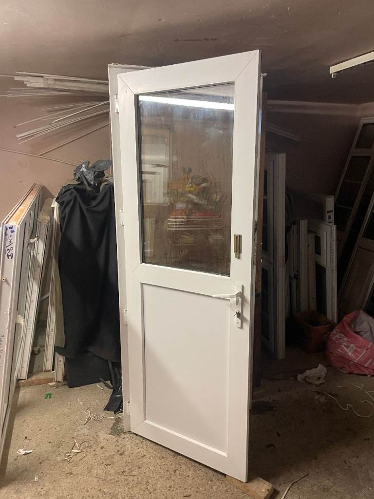 UPVC DOOR 203.5 x 82 cm - UPVC DOUBLE GLAZED DOOR - CLEAR GLASS (REF: DX198)