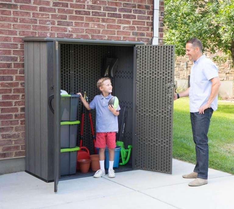 LIFETIME Vertical Garden Storage Shed XL 1500L Outdoor Bin Waterproof - Brown
