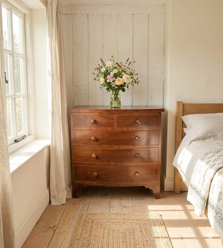Antique mahogany bow fronted chest of drawers 