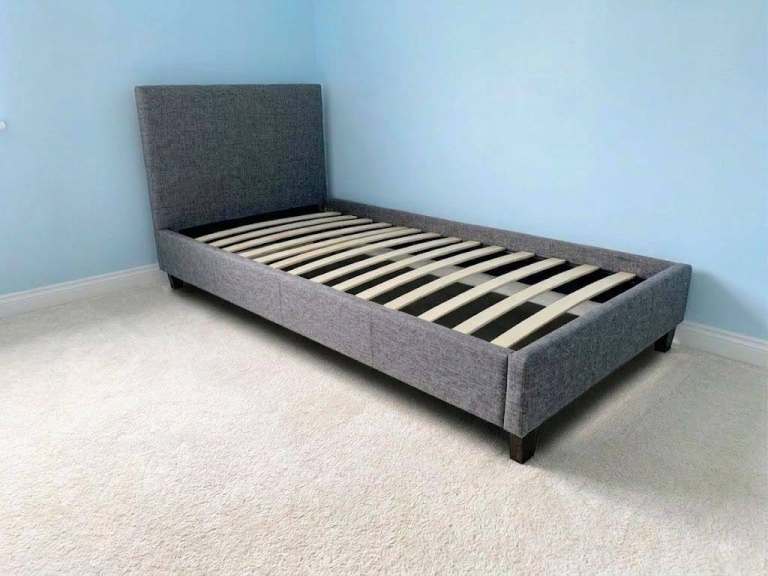 single bed frame Streamlined finish design upholstered solid wood design contemporary living