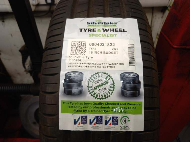 205-55-R16 91v Royalblack Royalmile 6mm Partworn Pressure Tested Tyres