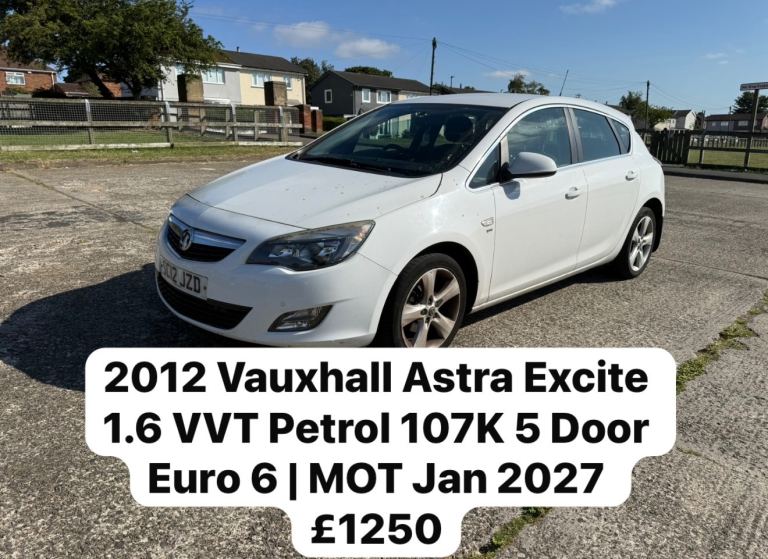 2012 Vauxhall Astra Excite 1.6 VVT Petrol 107K 5 Door – Euro 6 | MOT Jan 2027 Rare White 