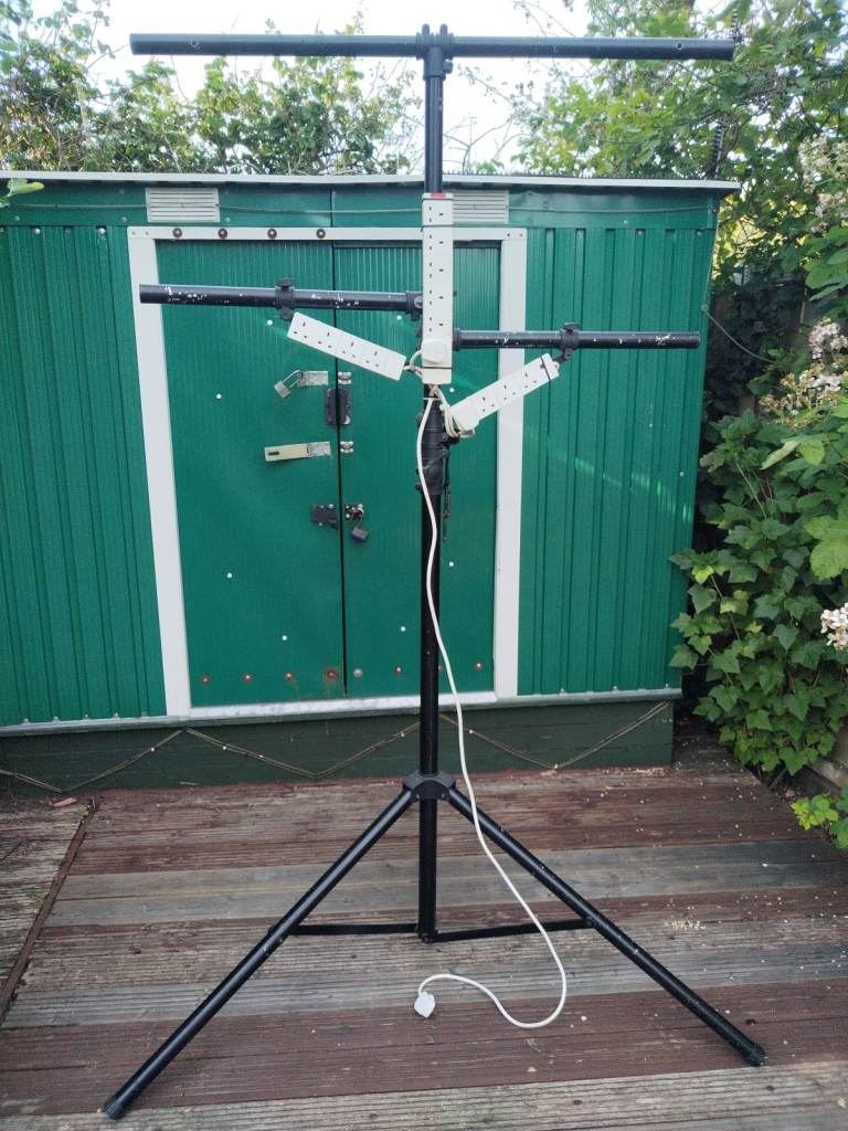 Rare Double Rack 8 Light Tri Pod Disco DJ Light Stand