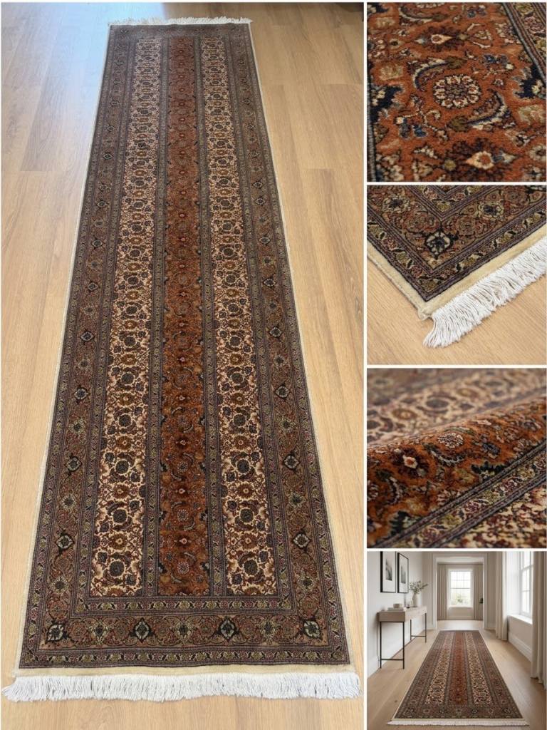 Handmade Persian Tabriz Runner Rug 300x80cm