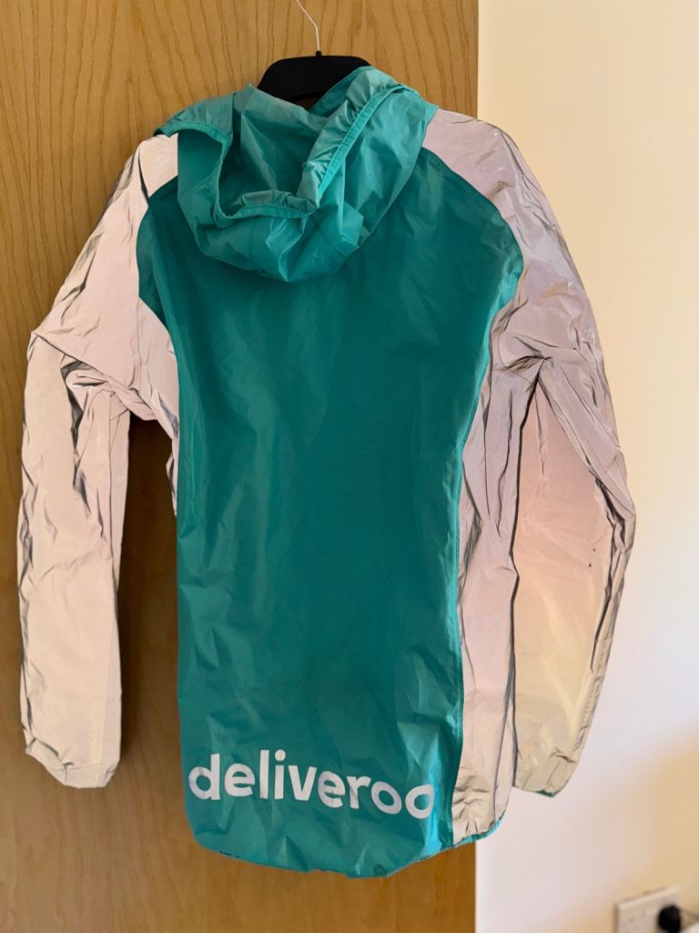 Two Deliveroo Waterproof Windbreaker Reflective Jackets Size M