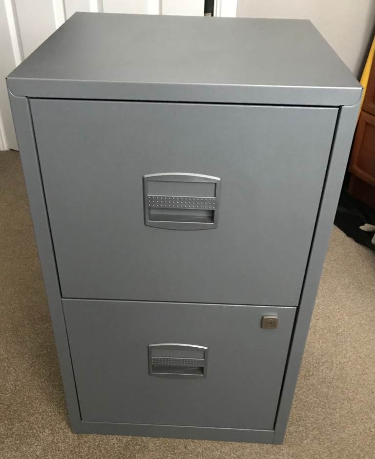Metal Filing Cabinet complete with Two Keys, Folders and File Name Headers