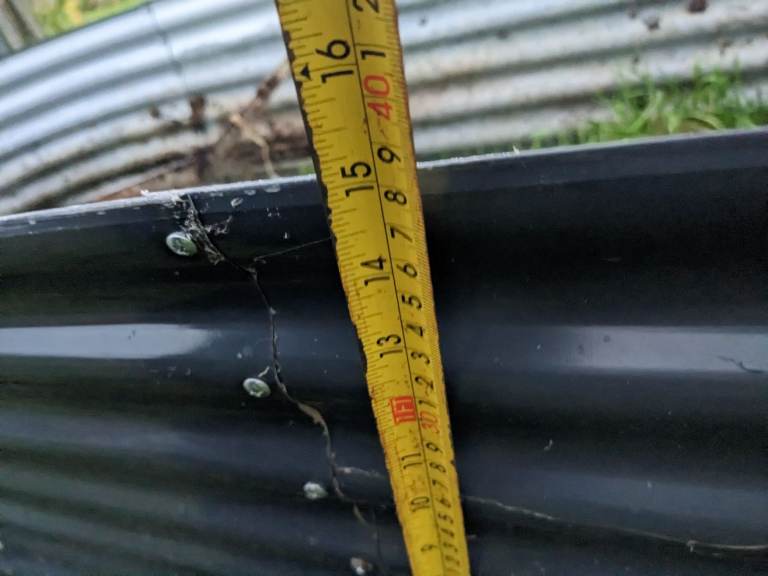 Raised metal corrugated planter 2.3m x 0.8m x 0.4m high