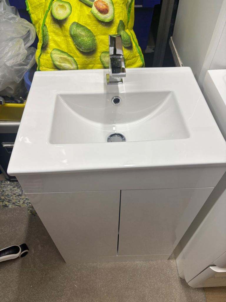 NEW White Gloss Freestanding Vanity Unit – 500mm