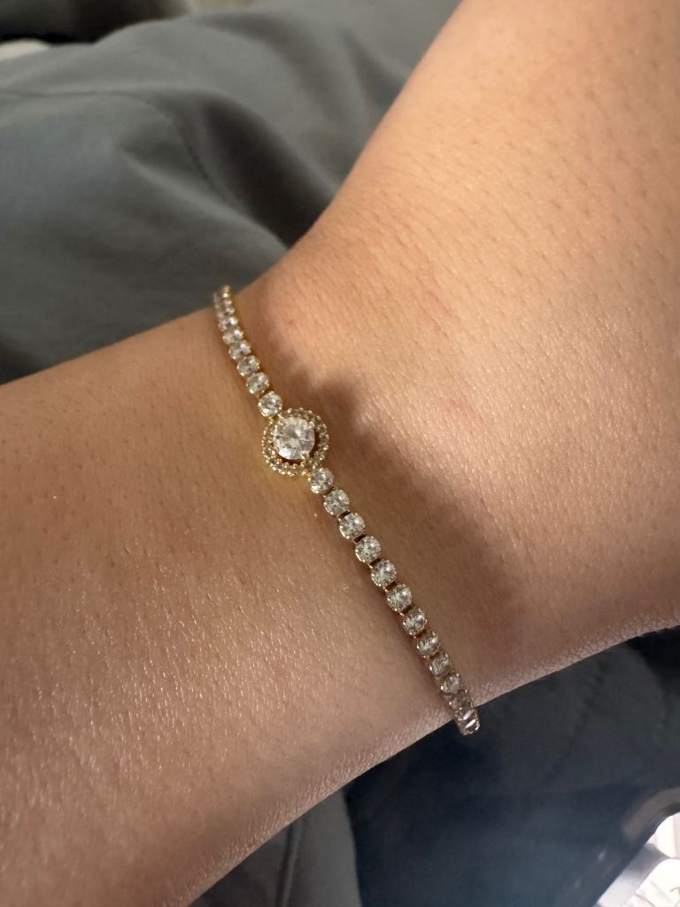 Pandora sparkling halo tennis bracelet gold 