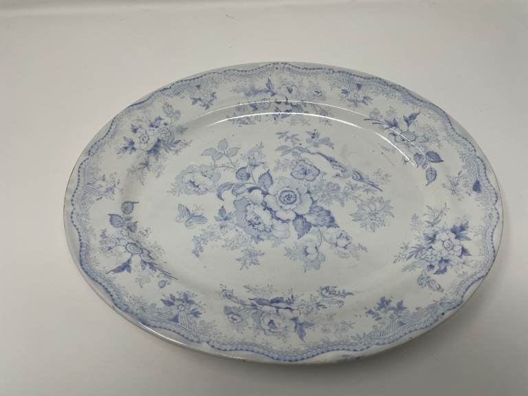 Wedgewood Oval serving plate light blue flower design used 
