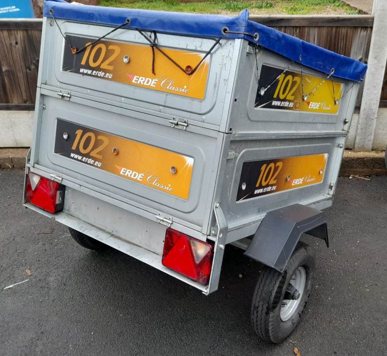 Erde 102 Double hight trailer with cover for camping / general use, spare wheel 
