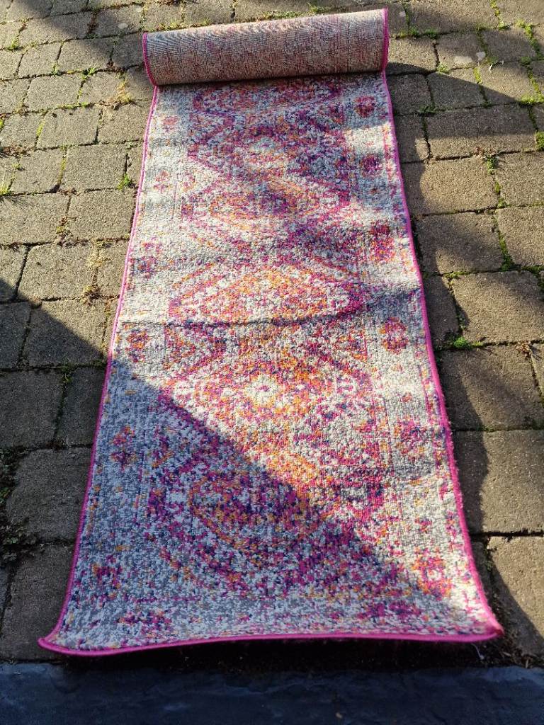Hallway rug. Kukoon Oscar Fuchsia Pink Oriental Distressed Runner Rug ...