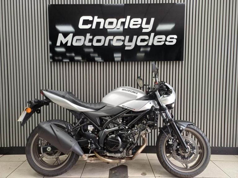 2024 Suzuki SV650X twin in silver with 3640 miles, excellent condition