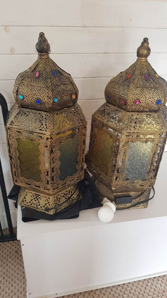 2 large Moroccan mosaic lamps