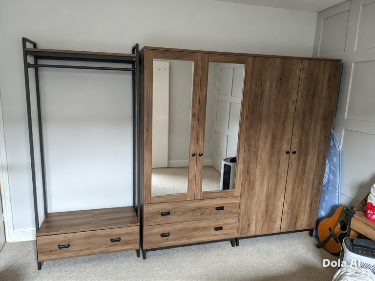Bedroom furniture - mirror wardrobe, two door wardrobe and a clothes ...